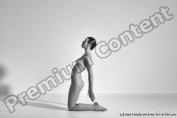 Nude Yoga poses Woman White Moving poses Slim long brown Dynamic poses Pinup